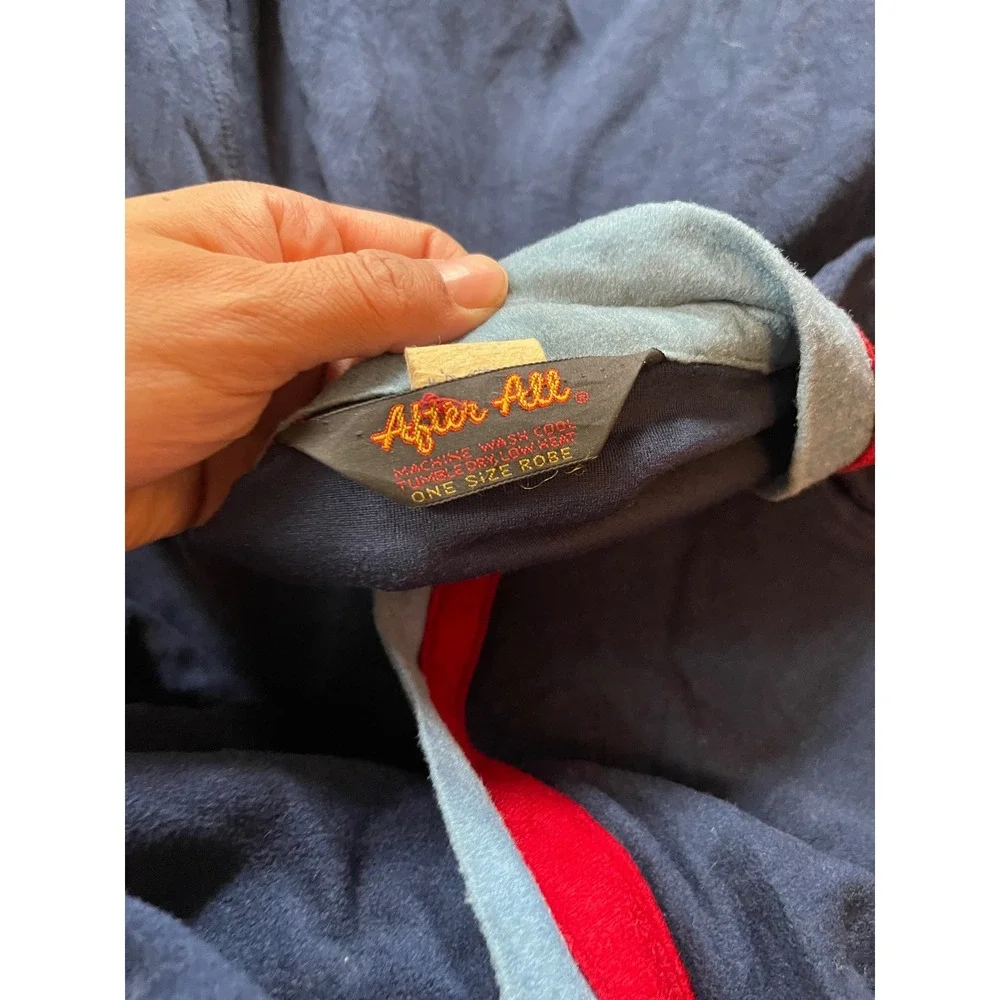 Vintage After All Navy Blue Argyle Sleeve‎ Robe Made in USA One Size